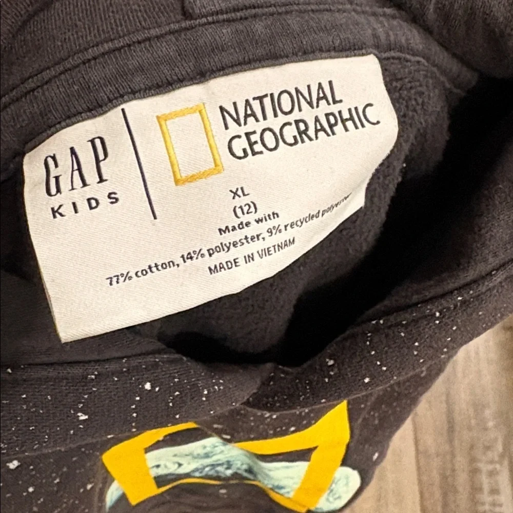 GAP Kids x National Geographic Unisex Black Moon Hoodie Sweatshirt size 12